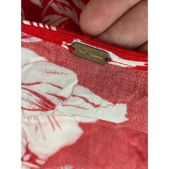 Free People Bella Women's Red 2x Blouse Romantic Babydoll Floral Boho Top - Picture 8 of 13